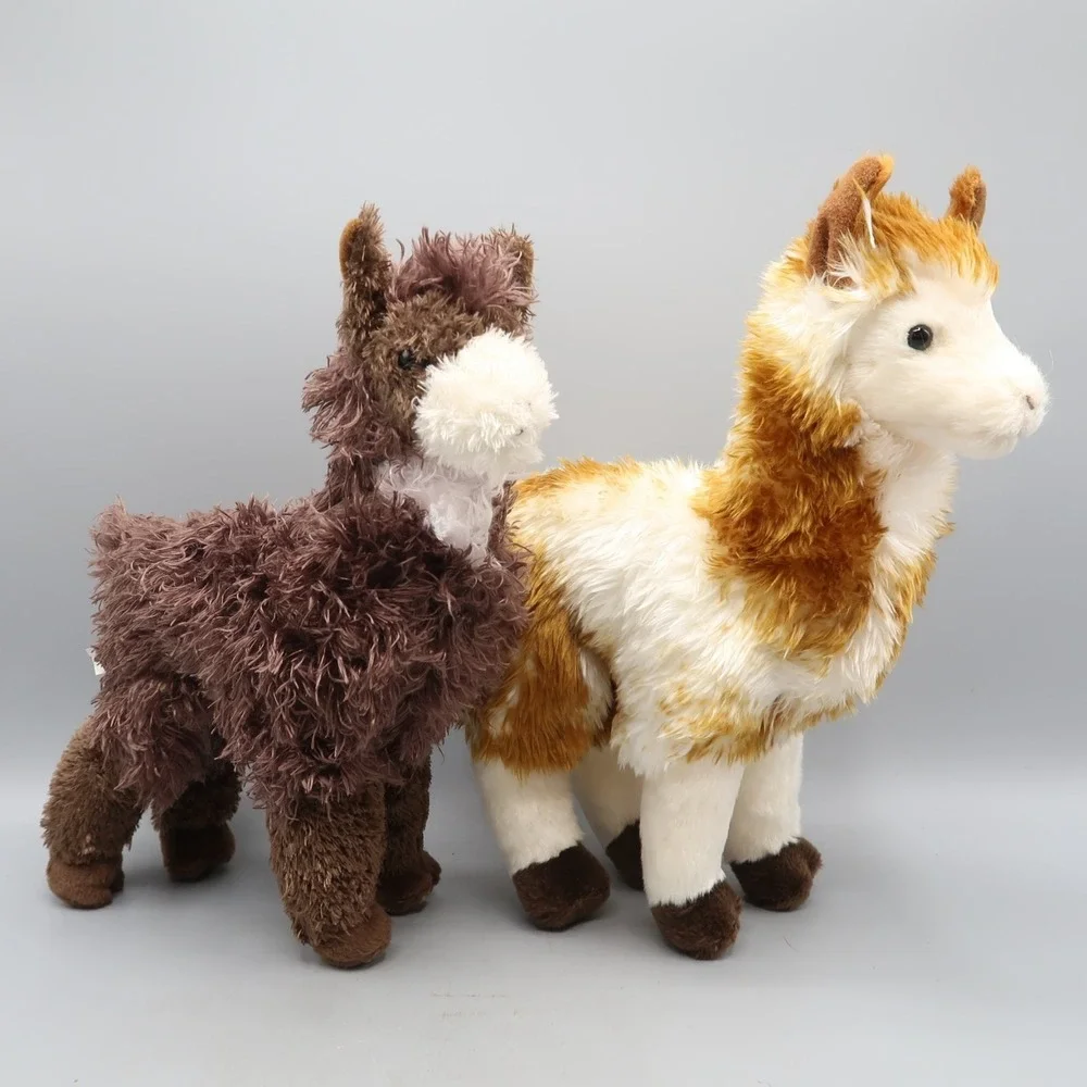 2x DOUGLAS Toys Plush LLAMAS Alpacas Brown Tan White 10